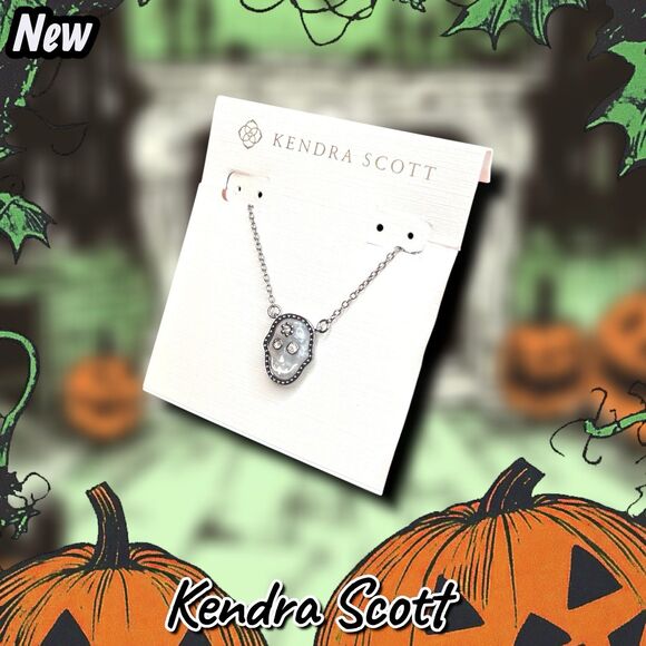 New Kendra Scott Skeleton Silver Mother of Pearl Pendant Necklace - Picture 5 of 5